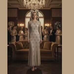 Vintage 1980’s Judith Ann Creations Beaded Gown Small Green